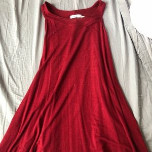 High neck red flowy fall top